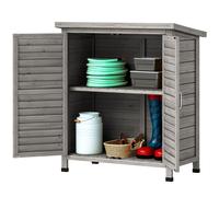 Outsunny Garden Storage Shed Solid Fir Wood Garage Organisation W/ Doors In Grey Grey