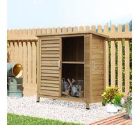 OUTSUNNY Garden Storage Shed Solid Fir Wood Garage Organisation w/ Doors in Natural Outsunny Natural