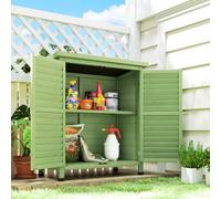 Outsunny Garden Storage Shed Solid Wood Garage Organisation w/ Doors, Green