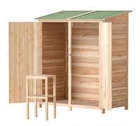 Outsunny Garden Storage Shed Tool Organizer W/ Table, 140X75X157Cm, Natural