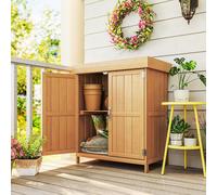 Outsunny 2' 5'' x 1' 4'' Wooden Double Door Storage Cabinet - Natural Wood, Cream