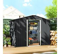 OUTSUNNY Garden Storage Shed with Double Sliding Door Outdoor in Grey Outsunny Grey