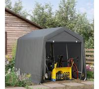 Outsunny Garden Storage Tent Bike Shed w/ Metal Frame & Zipper Doors, Grey