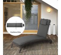 Outsunny Garden Sun Lounger Cushion ONLY, Recliner Pad with Pillow Grey