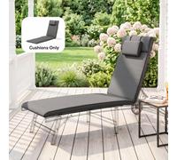 Outsunny Garden Sun Lounger Cushion Only, Recliner Pad With Pillow Grey