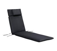 Outsunny Garden Sun Lounger Cushion Replacement Thick Sunbed Reclining Chair Relaxer Pad With Pillow - Black