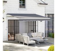 OUTSUNNY Garden Sun Shade Canopy Retractable Awning, 2.5 x 2m in Dark Grey Outsunny Dark Grey