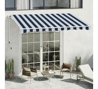 Outsunny Garden Sun Shade Canopy Retractable Awning, 3 x 2.5m, Blue and White - 295cm x 250cm x 160cm