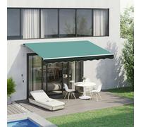 Outsunny Garden Sun Shade Canopy Retractable Awning, 3 x 2.5m, Green and White - Green - 295L x 0-250Wcm