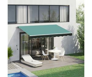 Outsunny Garden Sun Shade Canopy Retractable Awning, 3 x 2.5m, Green and White - Green - 295L x 0-250Wcm