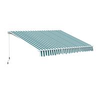 Outsunny Garden Sun Shade Canopy Retractable Awning - 3 x 2.5m - Green and White | TJ Hughes