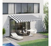 Outsunny Garden Sun Shade Canopy Retractable Awning, 4 x 3(m) Blue and White