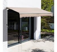 Outsunny 4x2.5m Manual Awning Window Door Sun Weather Shade w/ Handle Beige
