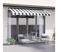 Outsunny Retractable Awning 2.5 x 2m - Blue and White, Blue