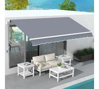 OUTSUNNY Garden Sun Shade Canopy Retractable Awning in Grey Outsunny Grey