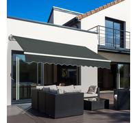 Outsunny 3.5x2.5m Manual Awning Window Door Sun Weather Shade w/Handle Thick Retractable Canopy Outdoor Garden Shield Grey