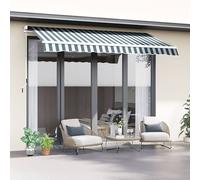 Outsunny Retractable Awning 2.5 x 2m - Green and White, Green