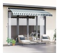 Outsunny Retractable Awning 2.5 x 2m - Green and White, Green