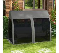 Outsunny Garden Swing Chair Patio Hammock 3 Seater Bench Canopy Lounger Grey, Grey