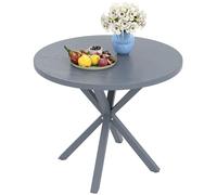 OUTSUNNY Garden Table with Steel Frame, Wood Effect Top, for Balcony, Deck in Dark Grey Outsunny Dark Grey