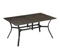 Outsunny Garden Table - Brown, 150x96x73cm - Steel Construction - Parasol Hole -
