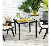 Outsunny Garden Table for 4 Person with 5.4cm Parasol Hole, Brown