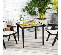 Outsunny Garden Table for 4 Person with 5.4cm Parasol Hole, Brown, Brown