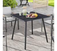 Outsunny Garden Table For 4 Person With Slat Top, Steel Frame, Black Black