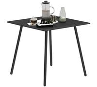 Outsunny Garden Table for 4 Person with Slat Top, Steel Frame - Black - Black - Steel - 80L x 80W x 74Hcm