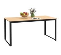 Outsunny Garden Table for 6 People, 160 x 80 x 75 cm Rectangle Outdoor Dining Table with Slatted Top, Metal Frame, for Balcony, Deck, Teak