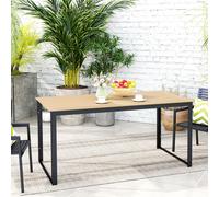 Outsunny Garden Table for 6 People with Slatted Table Top, Metal Frame, Teak - Teak - Wood plastic composite, Metal - 160L x 80W x 75H cm