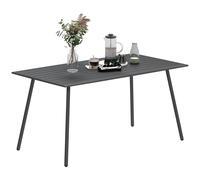 Outsunny Garden Dining Table for 6 Person, Rectangle Outdoor Table with Easy Clean Slat Top, Rust Resistant Steel Frame, for Terrace, Balcony, 150 x 80 x 74 cm, Grey