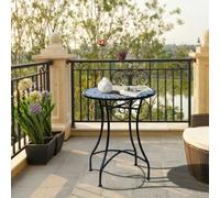 OUTSUNNY Garden Table, Mosaic Round Patio Side Table with 60cm Ceramic Top Outsunny Multicolor