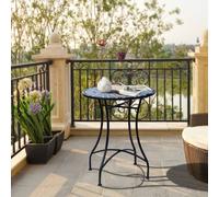 Outsunny Garden Table, Mosaic Round Patio Side Table with 60cm Ceramic Top