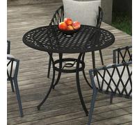 Outsunny Garden Table with Parasol Hole for 2-4, Cast Aluminium Frame - Black