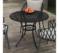 Outsunny Garden Table with Parasol Hole for 2-4, Cast Aluminium Frame - Black