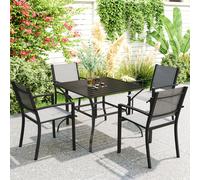 Outsunny Garden Table w/ Slatted Metal Top Black, Black