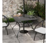OUTSUNNY Garden Table with Parasol Hole for Four, Square Table w/ Slatted Metal Plate Top in Dark Grey Outsunny Dark Grey