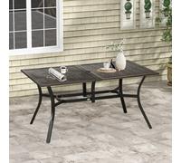 Outsunny Garden Table With Parasol Hole For Patio, Deck, Brown, 150 X 96 X 73Cm