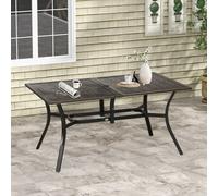 Outsunny Garden Table with Parasol Hole for Patio, Deck, Brown, 150 x 96 x 73cm - Steel - Steel - 150 x 96 x 73 cm
