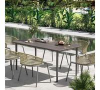 Outsunny Garden Table With Rust Resistant Metal Frame, Dark Grey