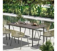Outsunny Garden Table, Outdoor Dining Table for 6 People, 160 x 90 x 74 cm, with Rust Resistant Metal Frame, WPC Top, for Balcony, Terrace, Dark Grey Dark Grey