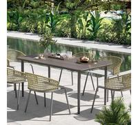 Outsunny Garden Table with Rust Resistant Metal Frame, Dark Grey