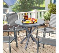 Outsunny Garden Table With Steel Frame, Wood Effect Top, For Balcony, Deck In Dark Grey Dark Grey