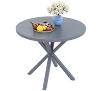 Garden Table with Steel Frame, Wood Effect Top, for Balcony, Deck Outsunny Dark Grey One Size