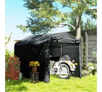 Outsunny 7.2 x 5.1ft Dark Grey PE Cloth Garden Tool Storage Shed with Roll-up Zipper Door - Size: 5 x 7ft - Wilko