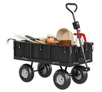 Outsunny Garden Trolley Cart Heavy Duty Festival Trolley, Black | 300kg Capacity, Removable Liner, Quick-Release Sides, 10" Pneumatic Wheels, 180° Rotating Handle