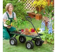 Outsunny Garden Trolley Cart Heavy Duty – Metal Frame, 10" Pneumatic Wheels, 150kg, Green