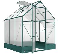 Outsunny Garden Walk in Greenhouse Polycarbonate Greenhouse with Plant Bed , Temperature Controlled Window, Foundation, 6 x 6ft Aosom UK