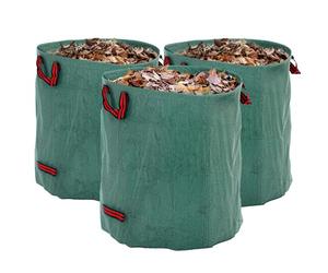 Outsunny Garden Waste Bags, 272L x 3 Heavy Duty Garden Bags, Foldable and Reusable Waste Sacks with Handles for Loading Leaf, Trash, Debris, Green